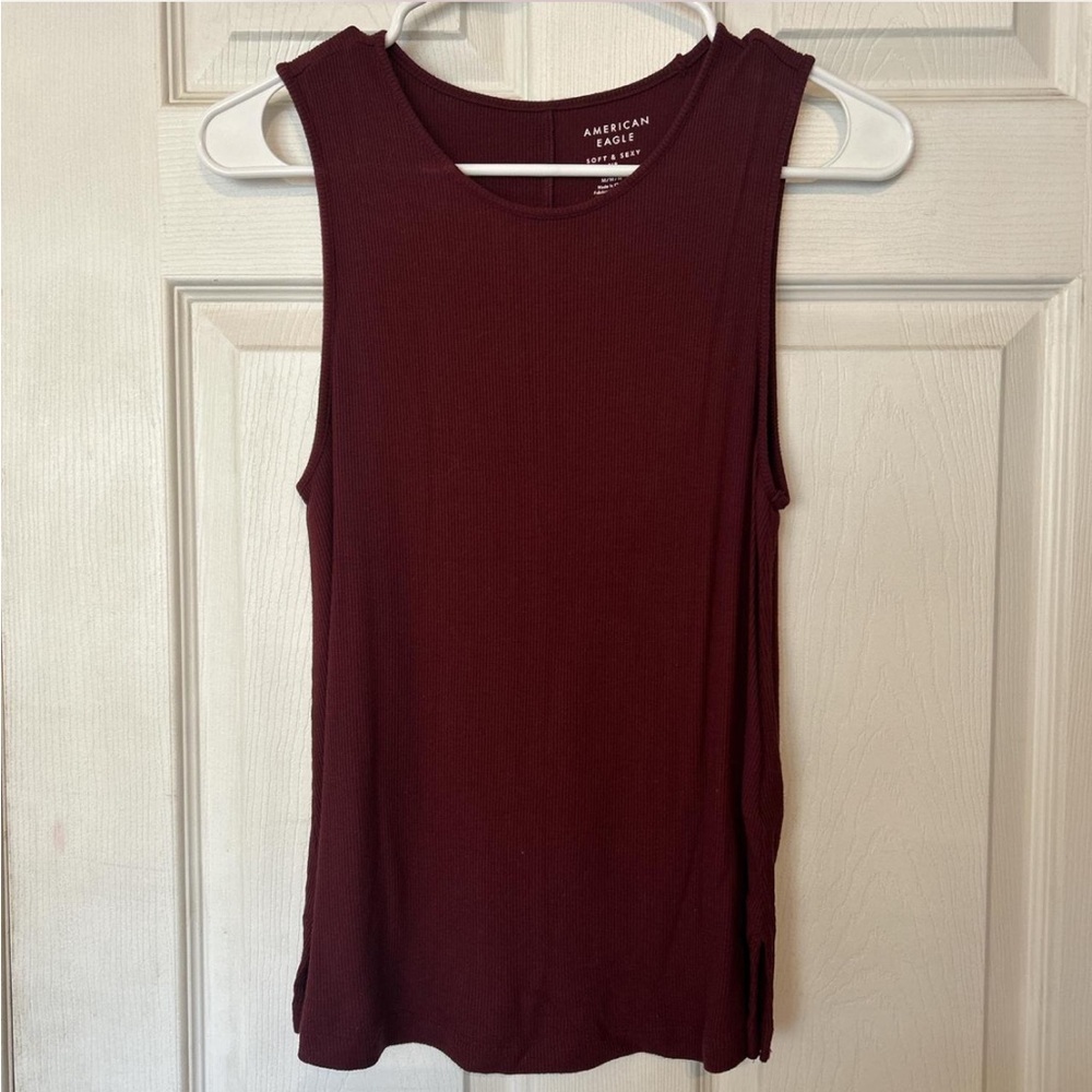 American Eagle Outfitters Deep Red Muscle Tee